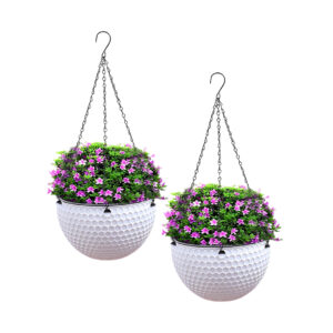 SOGA 2X White Small Hanging Resin Flower Pot Self Watering Basket Planter Outdoor Garden Decor, Home & Living, Home Decor, Indoor Pots, Planters and Plant Stands, , ,  - NZ DEPOT 1