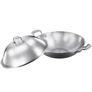 SOGA 3-Ply 38cm Stainless Steel Double Handle Wok Frying Fry Pan Skillet with Lid, Home & Living, Kitchen & Dining, Cookware, Frying Pans, ,  - NZ DEPOT 1