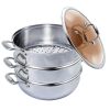 SOGA 3 Tier 28cm Heavy Duty Stainless Steel Food Steamer Vegetable Pot Stackable Pan Insert with Glass Lid, home & living > kitchen & dining > cookware > steamers, , , , ,  - NZ DEPOT 1