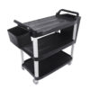 SOGA 3 Tier 83x43x95cm Food Trolley Food Waste Cart With Two Bins Storage Kitchen Black Small, Business & Industrial>Food Service>Food Service Carts, , , , ,  - NZ DEPOT 1