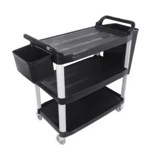 Buy SOGA 3 Tier 83x43x95cm Food Trolley Food Waste Cart With Two Bins Storage Kitchen Black Small Online - Business & Industrial/Food Service/Food Service Carts - 1 - NZ Depot Free Shipping