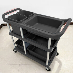 SOGA 3-Tier Commercial Soiled Food Trolley Dirty Plate Cart Five Buckets Kitchen Food Utility, Business & Industrial, Food Service, Food Service Carts, , ,  - NZ DEPOT 2