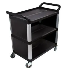 Buy SOGA 3 Tier Covered Food Trolley Food Waste Cart Storage Mechanic Kitchen Black Online - Business & Industrial/Food Service/Food Service Carts - 1 - NZ Depot Free Shipping