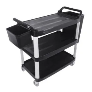 Buy SOGA 3 Tier Food Trolley Food Waste Cart With Two Bins Storage Kitchen Black Large Online - Business & Industrial/Food Service/Food Service Carts - 1 - NZ Depot Free Shipping