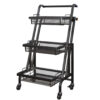 SOGA 3 Tier Steel Black Adjustable Kitchen Cart Multi-Functional Shelves Portable Storage Organizer with Wheels, Garden, Tools & Hardware>Garage Storage & Organisation>Utility Shelves, , , , ,  - NZ DEPOT 1