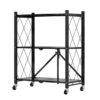 SOGA 3 Tier Steel Black Foldable Kitchen Cart Multi-Functional Shelves Portable Storage Organizer with Wheels, Garden, Tools & Hardware>Garage Storage & Organisation>Utility Shelves, , , , ,  - NZ DEPOT 1