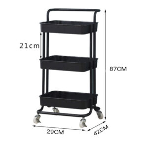 SOGA 3 Tier Steel Black Movable Kitchen Cart Multi-Functional Shelves Portable Storage Organizer with Wheels, Garden, Tools & Hardware, Garage Storage & Organisation, Utility Shelves, , ,  - NZ DEPOT 2