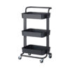 SOGA 3 Tier Steel Black Movable Kitchen Cart Multi-Functional Shelves Portable Storage Organizer with Wheels, Garden, Tools & Hardware>Garage Storage & Organisation>Utility Shelves, , , , ,  - NZ DEPOT 1