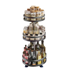 SOGA 3 Tier Steel Black Round Rotating Multi-Function Kitchen Portable Storage Spice Seasoning Kitchen Countertop Organiser Shelf, Garden, Tools & Hardware>Garage Storage & Organisation>Utility Shelves, , , , ,  - NZ DEPOT 1