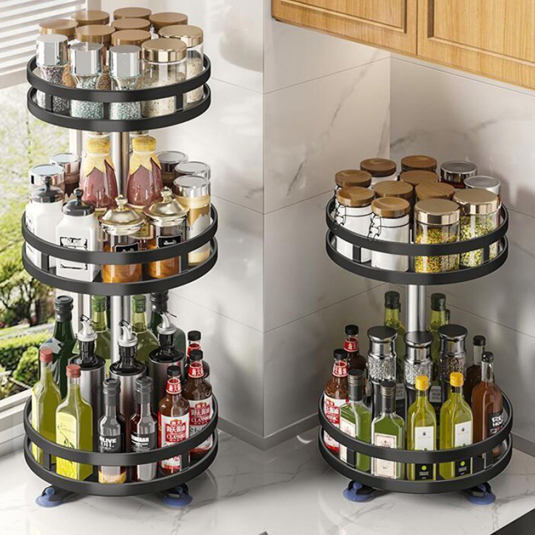 SOGA 3 Tier Steel Black Round Rotating Multi-Function Kitchen Portable Storage Spice Seasoning Kitchen Countertop Organiser Shelf - KitchenXY051 - Garden, Tools & Hardware/Garage Storage & Organisation/Utility Shelves - 9 - NZ DEPOT SOGA Buy SOGA 3 Tier Steel Black Round Rotating Multi-Function Kitchen Portable Storage Spice Seasoning Kitchen Countertop Organiser Shelf Online - Garden, Tools & Hardware/Garage Storage & Organisation/Utility Shelves - 9 - NZ Depot Free Shipping