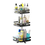 SOGA 3 Tier Steel Black Square Rotating Multi-Function Kitchen Portable Storage Spice Seasoning Kitchen Countertop Organiser Shelf, Garden, Tools & Hardware>Garage Storage & Organisation>Utility Shelves, , , , ,  - NZ DEPOT 1