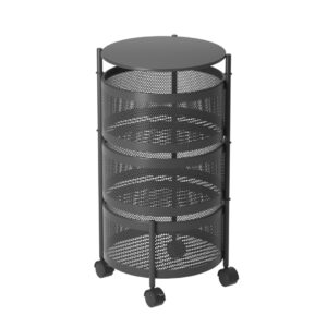 SOGA 3 Tier Steel Round Rotating Kitchen Cart Multi-Functional Shelves Portable Storage Organizer with Wheels, Garden, Tools & Hardware, Garage Storage & Organisation, Utility Shelves, , ,  - NZ DEPOT 1