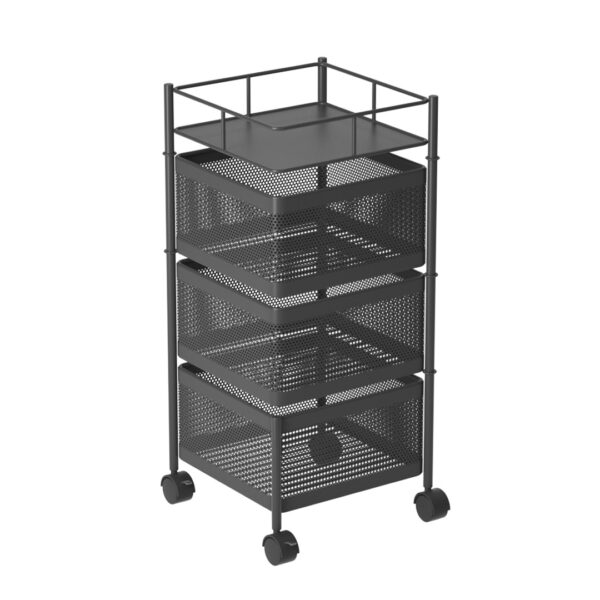 Soga 3 Tier Steel Square Rotating Kitchen Cart Multi-Functional Shelves Portable Storage Organizer With Wheels, Garden, Tools &Amp; Hardware, Garage Storage &Amp; Organisation, Utility Shelves, , ,  - Nz Depot 1