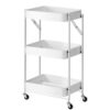 SOGA 3 Tier Steel White Foldable Kitchen Cart Multi-Functional Shelves Portable Storage Organizer with Wheels, Garden, Tools & Hardware>Garage Storage & Organisation>Utility Shelves, , , , ,  - NZ DEPOT 1