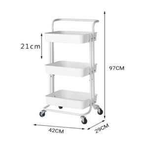 SOGA 3 Tier Steel White Movable Kitchen Cart Multi-Functional Shelves Portable Storage Organizer with Wheels, Garden, Tools & Hardware, Garage Storage & Organisation, Utility Shelves, , ,  - NZ DEPOT 2