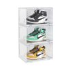 SOGA 3 Tier Transparent Portable Shoe Organiser Sneaker Footwear Folding Plastic Bin Stackable Storage Box with Magnetic Door, Furniture>Storage & Shelving>Shoe Storage, , , , ,  - NZ DEPOT 1