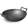SOGA 32cm Commercial Cast Iron Wok FryPan Fry Pan with Double Handle, Home & Living>Kitchen & Dining>Cookware>Frying Pans, , , , ,  - NZ DEPOT 1