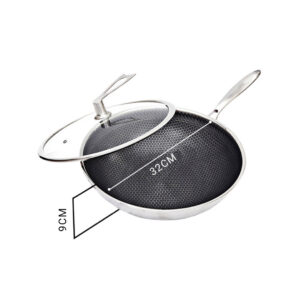 SOGA 32cm Stainless Steel Tri-Ply Frying Cooking Fry Pan Textured Non Stick Interior Skillet with Glass Lid, home & living, kitchen & dining, cookware, frying pans, ,  - NZ DEPOT 2