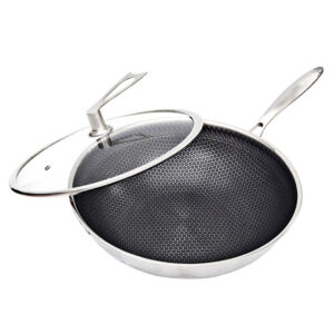 SOGA 32cm Stainless Steel Tri-Ply Frying Cooking Fry Pan Textured Non Stick Interior Skillet with Glass Lid, home & living, kitchen & dining, cookware, frying pans, ,  - NZ DEPOT 1