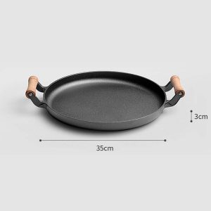 SOGA 35cm Cast Iron Frying Pan Skillet Steak Sizzle Fry Platter With Wooden Handle No Lid, Home & Living, Kitchen & Dining, Cookware, Frying Pans, ,  - NZ DEPOT 2