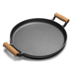 SOGA 35cm Cast Iron Frying Pan Skillet Steak Sizzle Fry Platter With Wooden Handle No Lid, Home & Living, Kitchen & Dining, Cookware, Frying Pans, ,  - NZ DEPOT 1