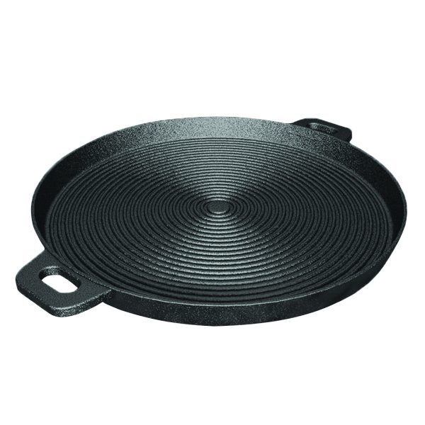 SOGA 35cm Round Ribbed Cast Iron Frying Pan Skillet Steak Sizzle Platter with Handle, Home & Living>Kitchen & Dining>Cookware>Frying Pans, , , , ,  - NZ DEPOT 1