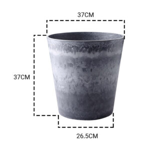 SOGA 37cm Weathered Grey Round Resin Plant Flower Pot in Cement Pattern Planter Cachepot for Indoor Home Office, Home & Living, Home Decor, Indoor Pots, Planters and Plant Stands, , ,  - NZ DEPOT 2