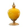SOGA 38.50cm Ceramic Oval Flower Vase with Gold Metal Base Yellow, Home & Living, Home Decor, Vases, , ,  - NZ DEPOT 1