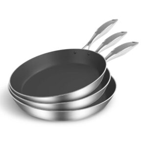 SOGA 3X Stainless Steel Fry Pan Frying Pan Induction FryPan Non Stick Interior Skillet, home & living > kitchen & dining > cookware > frying pans, , , , ,  - NZ DEPOT 1