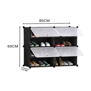 SOGA 4 Tier 2 Column Shoe Rack Organizer Sneaker Footwear Storage Stackable Stand Cabinet Portable Wardrobe with Cover, Furniture, Storage & Shelving, Shoe Storage, , ,  - NZ DEPOT 2