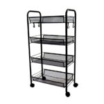 SOGA 4 Tier Steel Black Bee Mesh Kitchen Cart Multi-Functional Shelves Portable Storage Organizer with Wheels, Garden, Tools & Hardware>Garage Storage & Organisation>Utility Shelves, , , , ,  - NZ DEPOT 1
