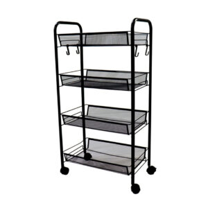 SOGA 4 Tier Steel Black Bee Mesh Kitchen Cart Multi-Functional Shelves Portable Storage Organizer with Wheels, Garden, Tools & Hardware, Garage Storage & Organisation, Utility Shelves, , ,  - NZ DEPOT 1