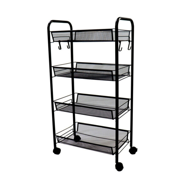 SOGA 4 Tier Steel Black Bee Mesh Kitchen Cart Multi-Functional Shelves Portable Storage Organizer with Wheels, Garden, Tools & Hardware, Garage Storage & Organisation, Utility Shelves, , ,  - NZ DEPOT 1