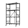 SOGA 4 Tier Steel Black Foldable Display Stand Multi-Functional Shelves Portable Storage Organizer with Wheels, Garden, Tools & Hardware>Garage Storage & Organisation>Utility Shelves, , , , ,  - NZ DEPOT 1