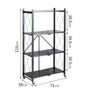 SOGA 4 Tier Steel Black Foldable Kitchen Cart Multi-Functional Shelves Portable Storage Organizer with Wheels, Garden, Tools & Hardware, Garage Storage & Organisation, Utility Shelves, , ,  - NZ DEPOT 2