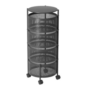 SOGA 4 Tier Steel Round Rotating Kitchen Cart Multi-Functional Shelves Portable Storage Organizer with Wheels, Garden, Tools & Hardware, Garage Storage & Organisation, Utility Shelves, , ,  - NZ DEPOT 1