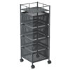 SOGA 4 Tier Steel Square Rotating Kitchen Cart Multi-Functional Shelves Portable Storage Organizer with Wheels, Garden, Tools & Hardware>Garage Storage & Organisation>Utility Shelves, , , , ,  - NZ DEPOT 1