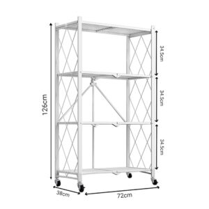 SOGA 4 Tier Steel White Foldable Kitchen Cart Multi-Functional Shelves Portable Storage Organizer with Wheels, Garden, Tools & Hardware, Garage Storage & Organisation, Utility Shelves, , ,  - NZ DEPOT 2