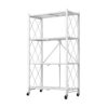 SOGA 4 Tier Steel White Foldable Kitchen Cart Multi-Functional Shelves Portable Storage Organizer with Wheels, Garden, Tools & Hardware>Garage Storage & Organisation>Utility Shelves, , , , ,  - NZ DEPOT 1