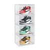 SOGA 4 Tier Transparent Portable Shoe Organiser Sneaker Footwear Folding Plastic Bin Stackable Storage Box with Magnetic Door, Furniture, Storage & Shelving, Shoe Storage, , ,  - NZ DEPOT 1