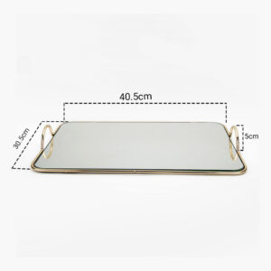 SOGA 40.5cm Gold Flat-Lay Mirror Glass Metal Tray Vanity Makeup Perfume Jewelry Organiser with Handles, Home & Living, Home Decor, Jewellery Holders & Organisers, , ,  - NZ DEPOT 2