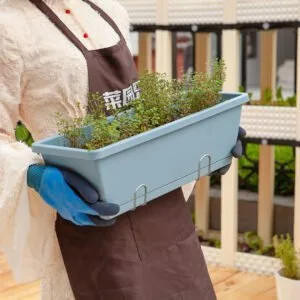 Buy SOGA 49.5cm Blue Rectangular Planter Vegetable Herb Flower Outdoor Plastic Box with Holder Balcony Garden Decor Set of 2 Online - Garden, Tools & Hardware/Gardening & Lawn Care/Pots, Planters & Container Accessories - 2 - NZ Depot Free Shipping