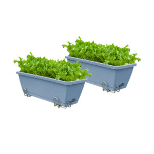 SOGA 49.5cm Blue Rectangular Planter Vegetable Herb Flower Outdoor Plastic Box with Holder Balcony Garden Decor Set of 2 NZ DEPOT - NZ DEPOT