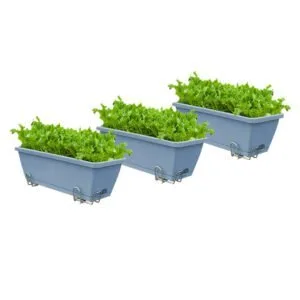 Buy SOGA 49.5cm Blue Rectangular Planter Vegetable Herb Flower Outdoor Plastic Box with Holder Balcony Garden Decor Set of 3 Online - Garden, Tools & Hardware/Gardening & Lawn Care/Pots, Planters & Container Accessories - 1 - NZ Depot Free Shipping