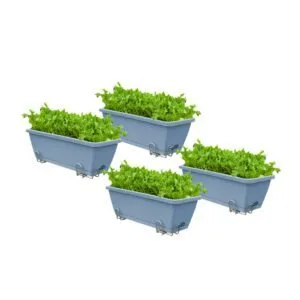 Buy SOGA 49.5cm Blue Rectangular Planter Vegetable Herb Flower Outdoor Plastic Box with Holder Balcony Garden Decor Set of 4 Online - Garden, Tools & Hardware/Gardening & Lawn Care/Pots, Planters & Container Accessories - 1 - NZ Depot Free Shipping