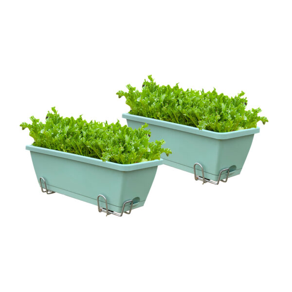 SOGA 49.5cm Green Rectangular Planter Vegetable Herb Flower Outdoor Plastic Box with Holder Balcony Garden Decor Set of 2, Garden, Tools & Hardware>Gardening & Lawn Care>Pots, Planters & Container Accessories, , , , ,  - NZ DEPOT 1