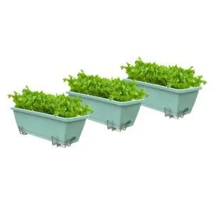 Buy SOGA 49.5cm Green Rectangular Planter Vegetable Herb Flower Outdoor Plastic Box with Holder Balcony Garden Decor Set of 3 Online - Garden, Tools & Hardware/Gardening & Lawn Care/Pots, Planters & Container Accessories - 1 - NZ Depot Free Shipping