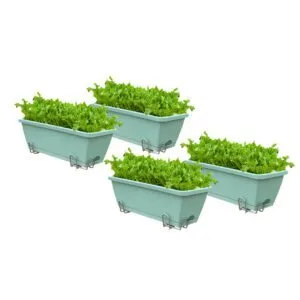 Buy SOGA 49.5cm Green Rectangular Planter Vegetable Herb Flower Outdoor Plastic Box with Holder Balcony Garden Decor Set of 4 Online - Garden, Tools & Hardware/Gardening & Lawn Care/Pots, Planters & Container Accessories - 1 - NZ Depot Free Shipping
