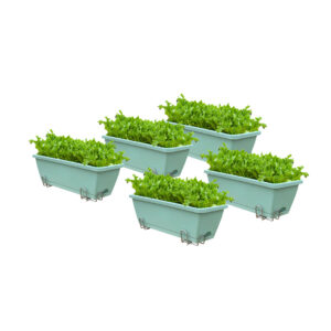 SOGA 49.5cm Green Rectangular Planter Vegetable Herb Flower Outdoor Plastic Box with Holder Balcony Garden Decor Set of 5, Garden, Tools & Hardware, Gardening & Lawn Care, Pots, Planters & Container Accessories, , ,  - NZ DEPOT 1