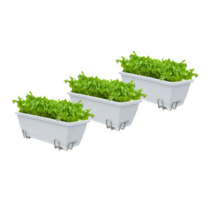 SOGA 49.5cm Gray Rectangular Planter Vegetable Herb Flower Outdoor Plastic Box with Holder Balcony Garden Decor Set of 3, Garden, Tools & Hardware, Gardening & Lawn Care, Pots, Planters & Container Accessories, , ,  - NZ DEPOT 1